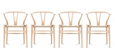 CH24 Wishbone Chair / Y-Chair chaise Hêtre savonné 4-er Set Carl Hansen & Søn